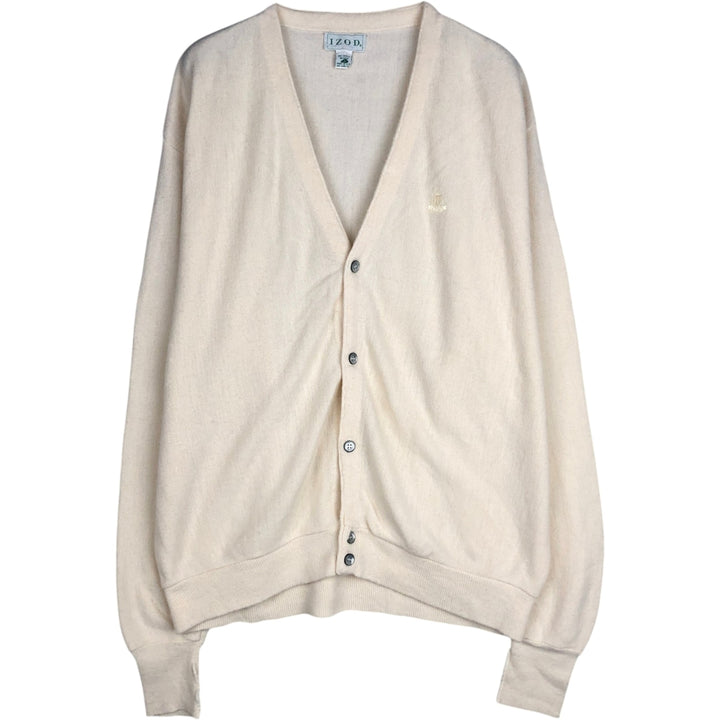 90'S IZOD acrylic knit cardigan, made in the USA, men's size XL, vintage acrylic ivory Vintage Second Hand