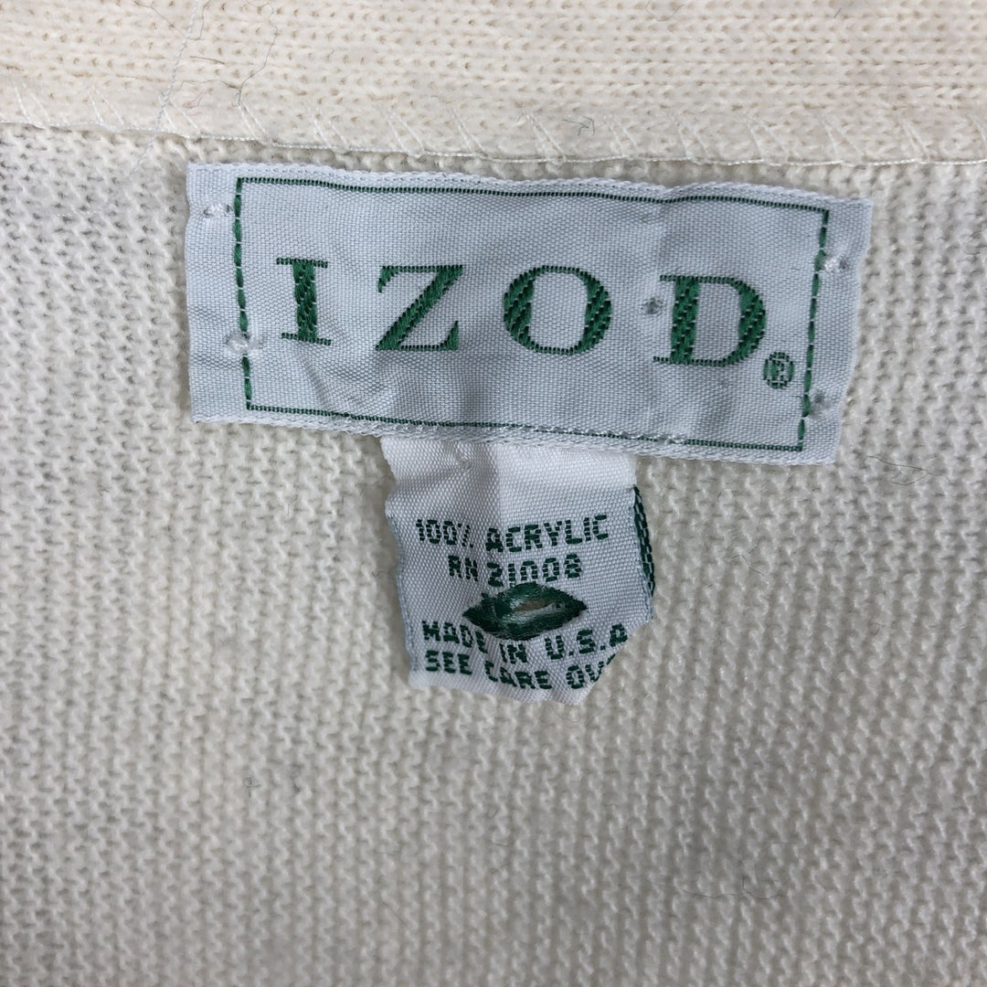 90'S IZOD acrylic knit cardigan, made in the USA, men's size XL, vintage acrylic ivory Vintage Second Hand