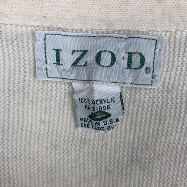 90'S IZOD acrylic knit cardigan, made in the USA, men's size XL, vintage acrylic ivory Vintage Second Hand