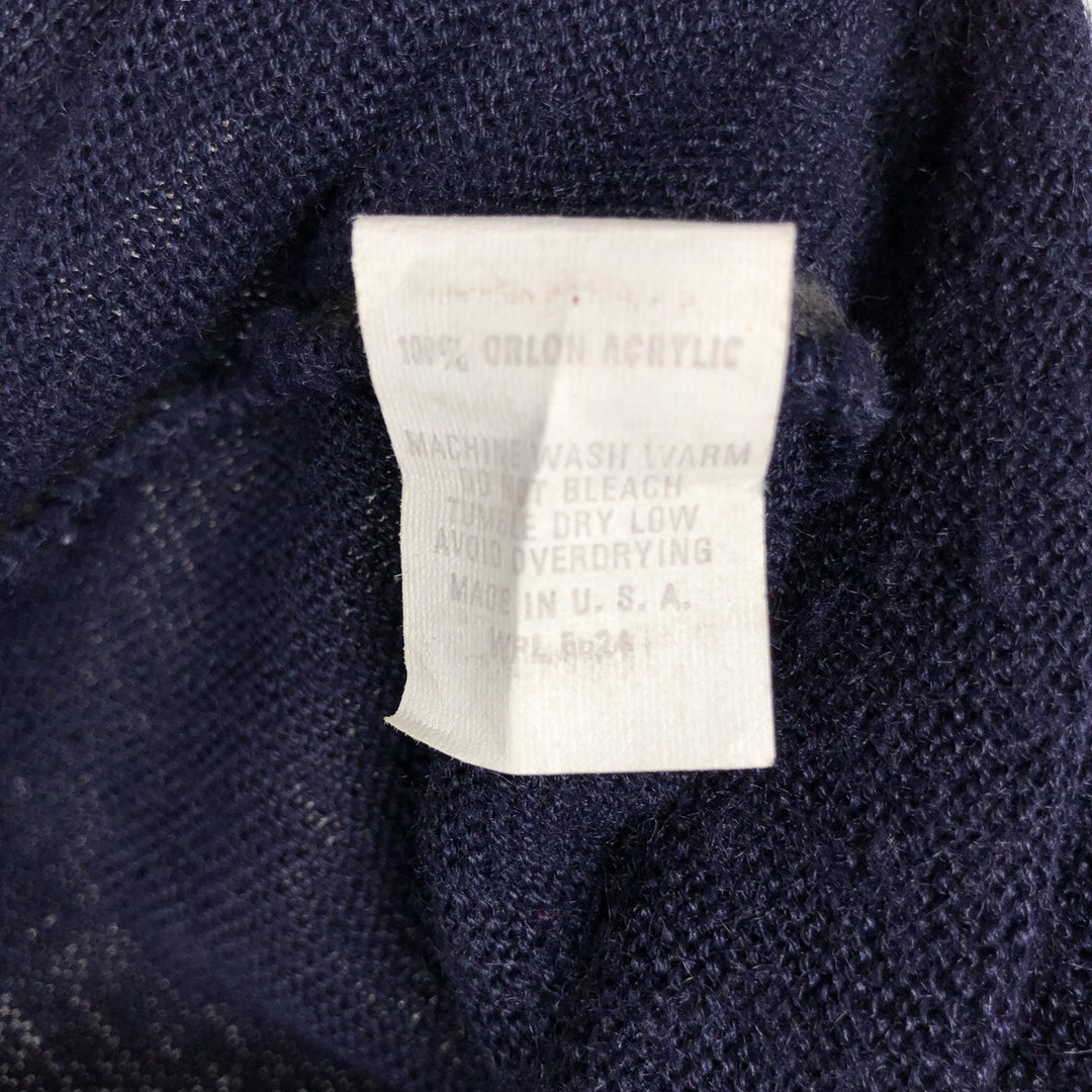1970'S PINE STATE Acrylic Knit Cardigan, Made in USA, Men's Size M (approx.), Vintage Oron Acrylic navy blue type Vintage Second Hand