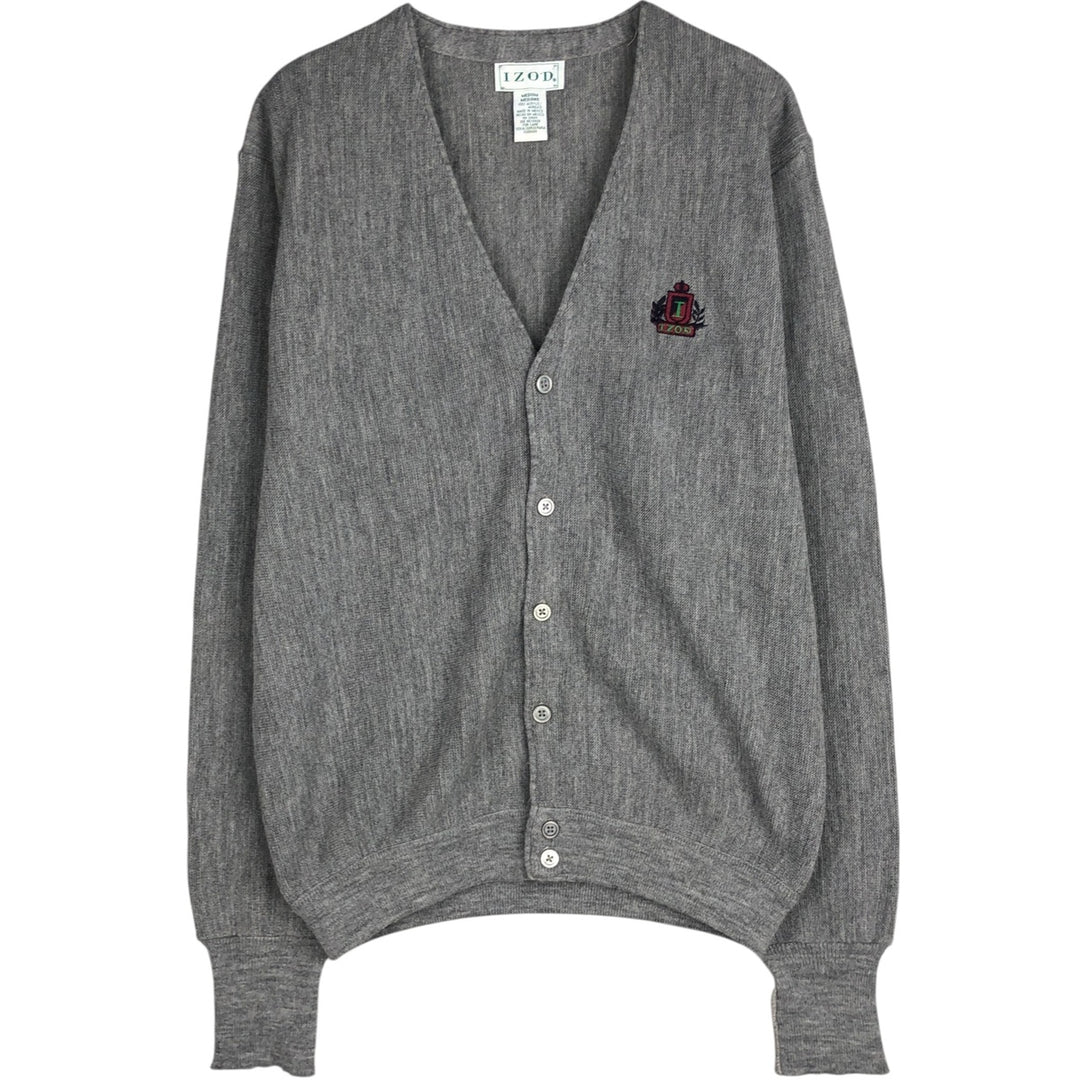IZOD Acrylic Knit Cardigan, Men's Size M (equivalent) acrylic gray type Vintage Second Hand