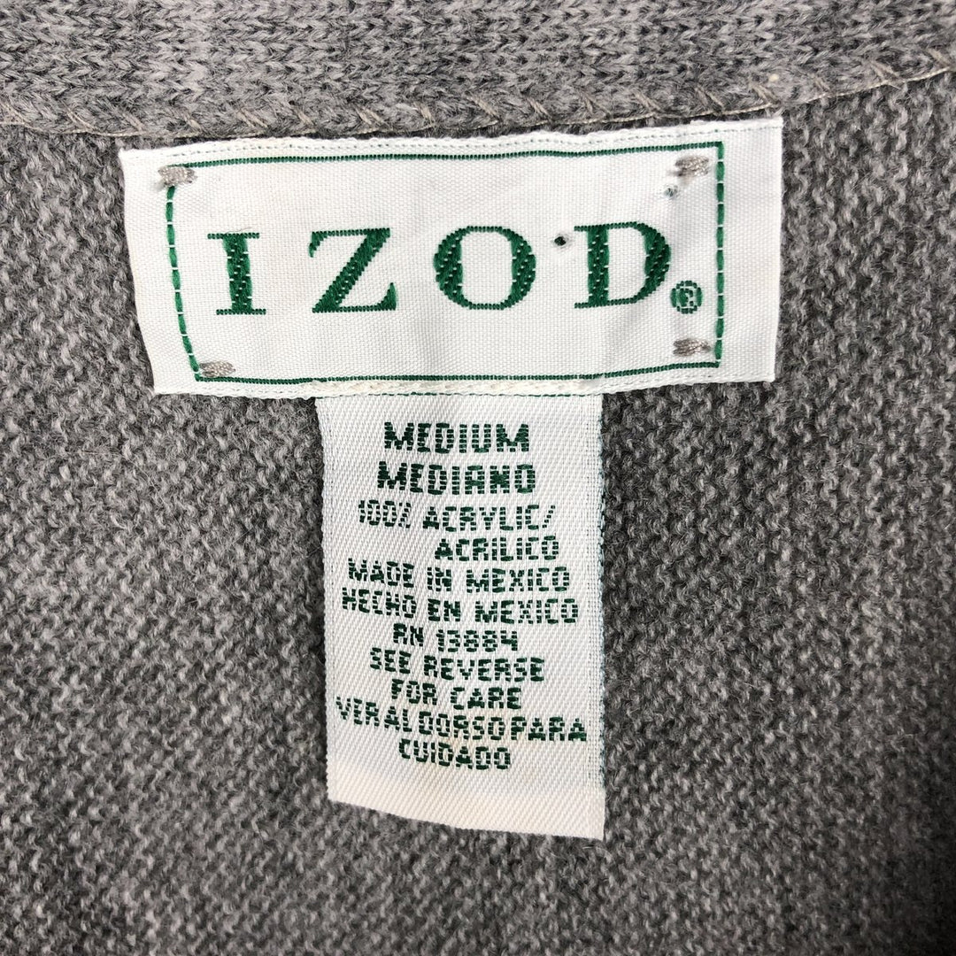 IZOD Acrylic Knit Cardigan, Men's Size M (equivalent) acrylic gray type Vintage Second Hand