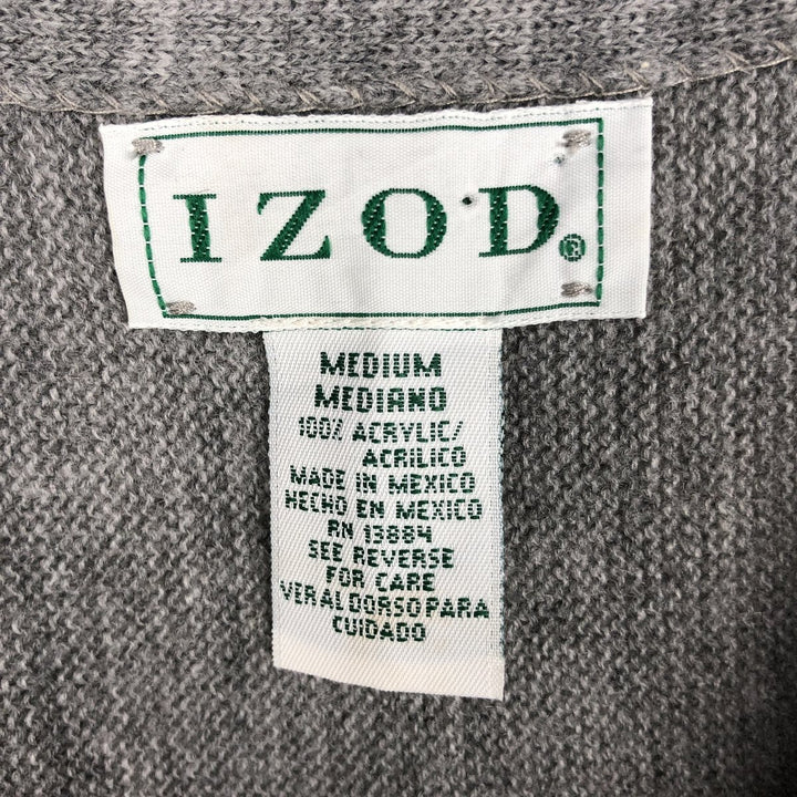 IZOD Acrylic Knit Cardigan, Men's Size M (equivalent) acrylic gray type Vintage Second Hand