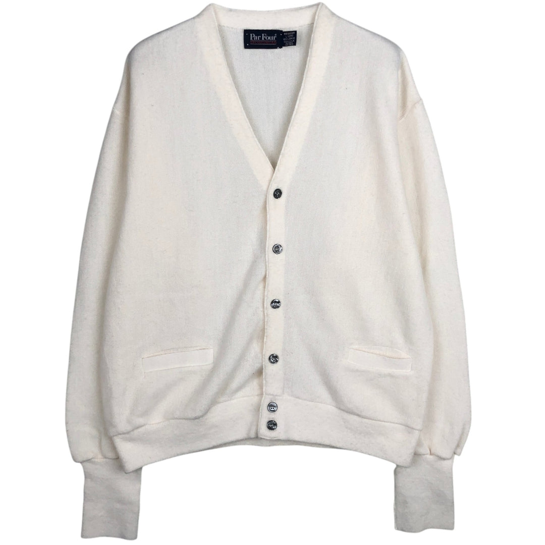80s-90'S ParFour Acrylic Knit Cardigan, Made in USA, Men's Size L (Equivalent), Vintage acrylic white type Vintage Second Hand