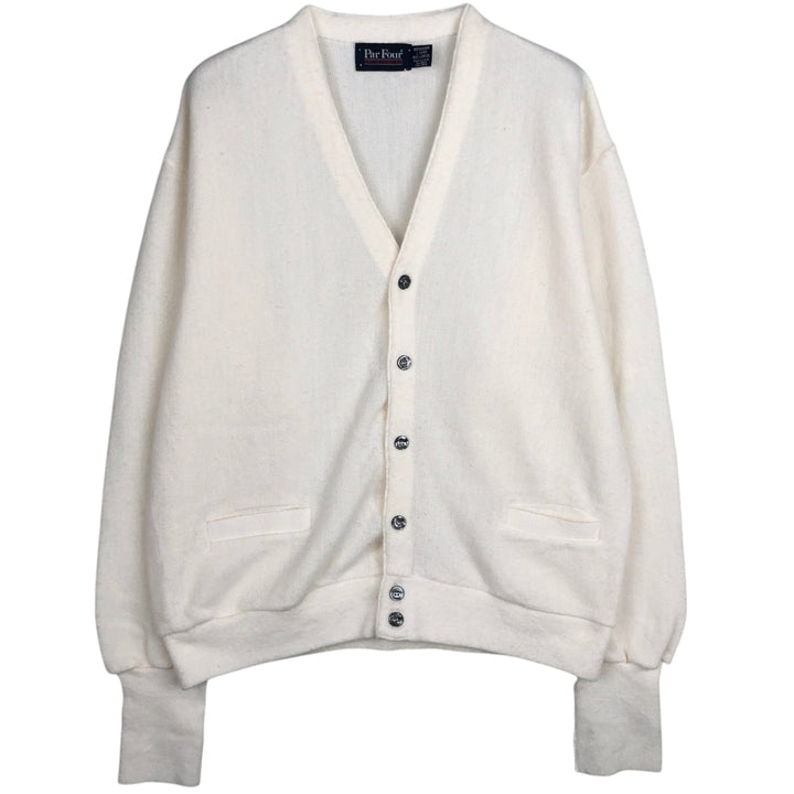 80s-90'S ParFour Acrylic Knit Cardigan, Made in USA, Men's Size L (Equivalent), Vintage acrylic white type Vintage Second Hand