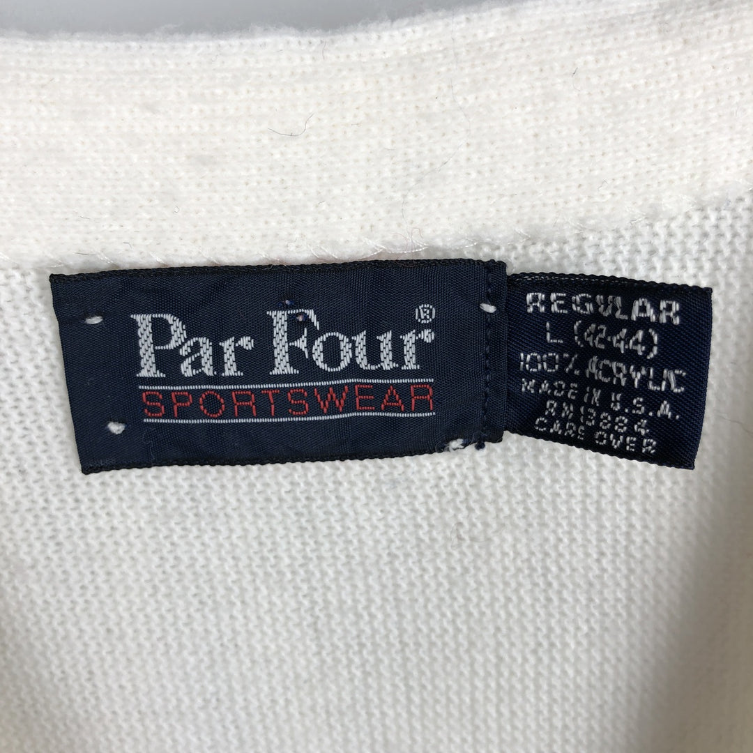 80s-90'S ParFour Acrylic Knit Cardigan, Made in USA, Men's Size L (Equivalent), Vintage acrylic white type Vintage Second Hand