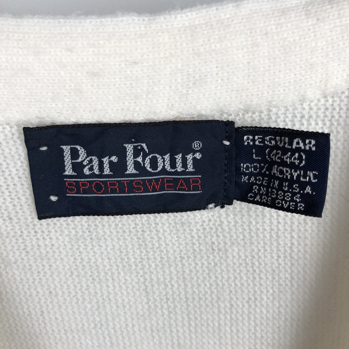80s-90'S ParFour Acrylic Knit Cardigan, Made in USA, Men's Size L (Equivalent), Vintage acrylic white type Vintage Second Hand