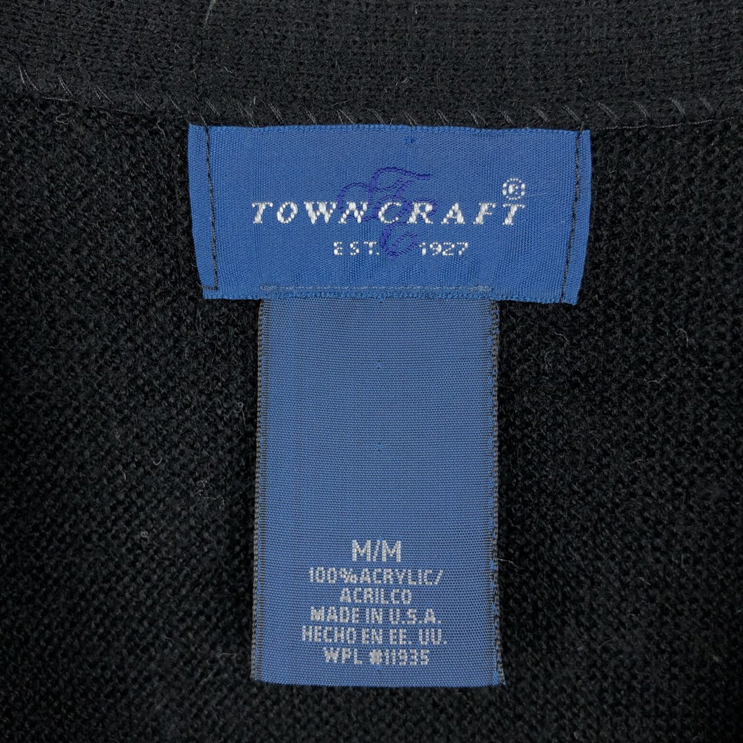 TOWN CRAFT Acrylic Knit Cardigan, Made in USA, Men's Size M (approx.) acrylic black type Vintage Second Hand