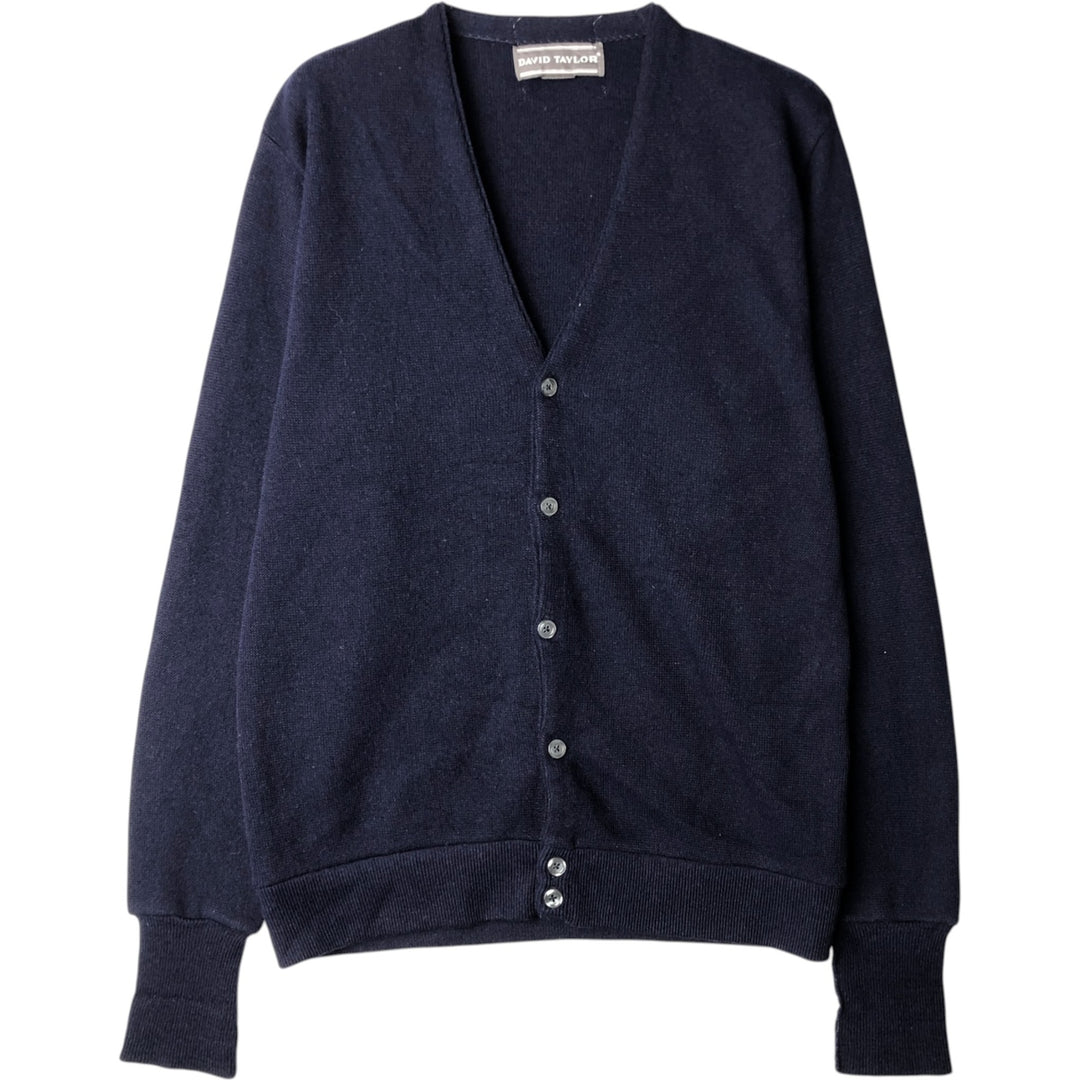 DAVID TAYLOR Acrylic Knit Cardigan Made in USA Men's M size acrylic navy blue type Vintage Second Hand