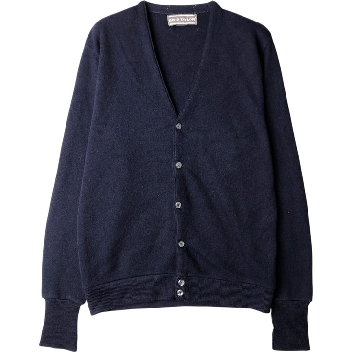 DAVID TAYLOR Acrylic Knit Cardigan Made in USA Men's M size acrylic navy blue type Vintage Second Hand
