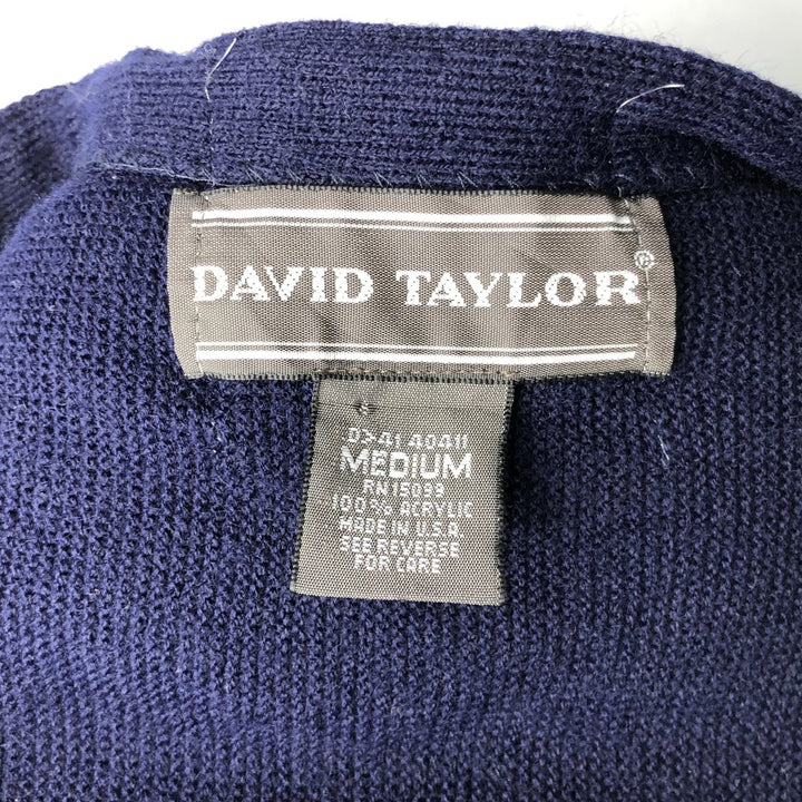 DAVID TAYLOR Acrylic Knit Cardigan Made in USA Men's M size acrylic navy blue type Vintage Second Hand