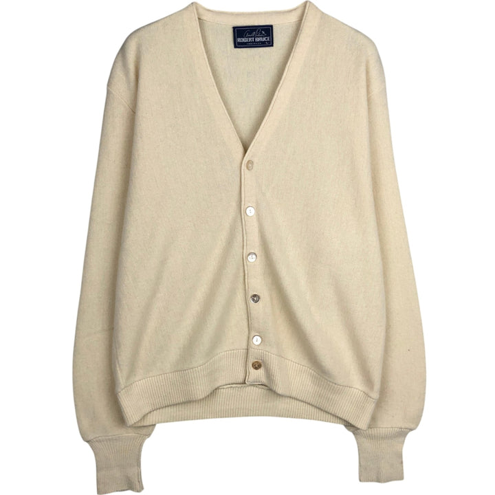 Robert Bruce knit cardigan, made in USA, men's size L (approx.) unclear unbleached Vintage Second Hand
