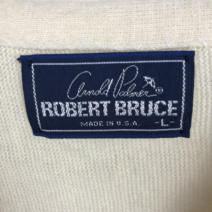 Robert Bruce knit cardigan, made in USA, men's size L (approx.) unclear unbleached Vintage Second Hand
