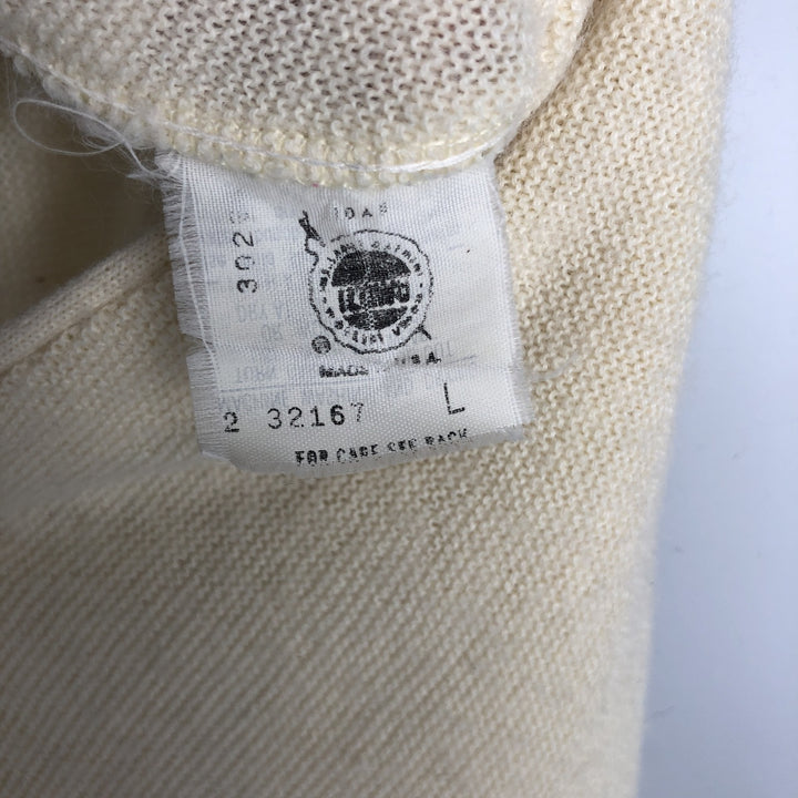Robert Bruce knit cardigan, made in USA, men's size L (approx.) unclear unbleached Vintage Second Hand