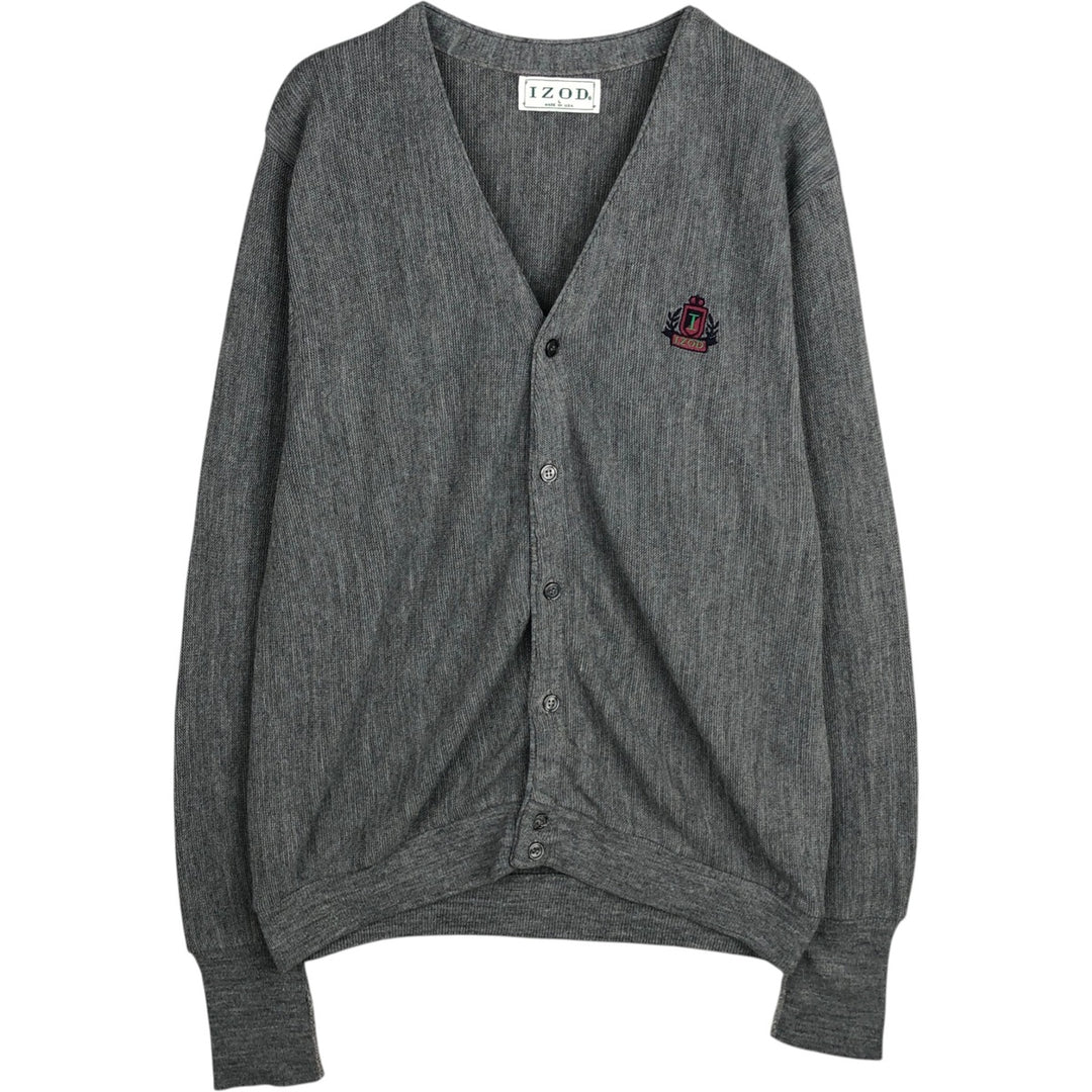 Vintage 90'S IZOD acrylic knit cardigan, made in the USA, size L, men's acrylic gray type Vintage Second Hand