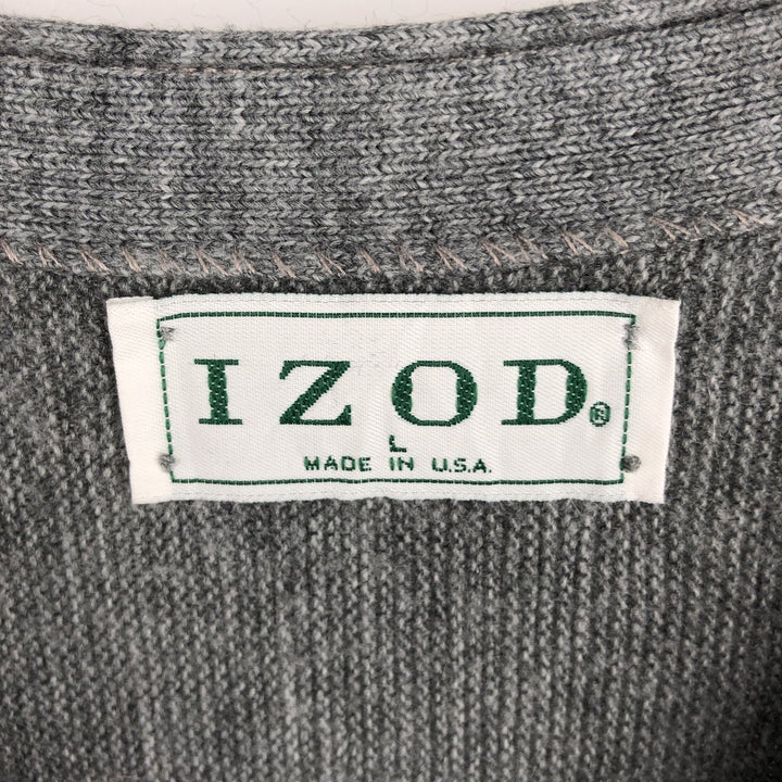 Vintage 90'S IZOD acrylic knit cardigan, made in the USA, size L, men's acrylic gray type Vintage Second Hand