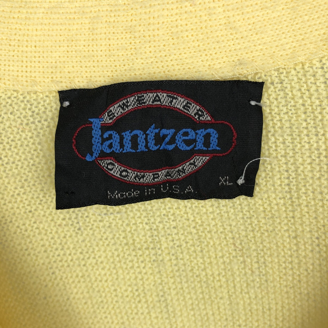 Vintage 1980'S Jantzen knit cardigan, made in the USA, men's size XL unclear yellow type Vintage Second Hand