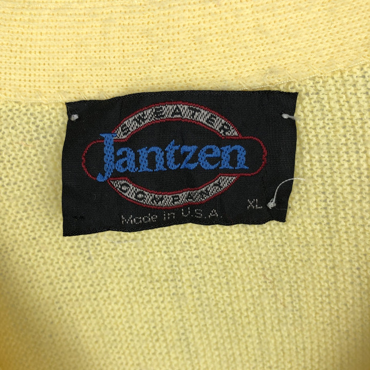 Vintage 1980'S Jantzen knit cardigan, made in the USA, men's size XL unclear yellow type Vintage Second Hand