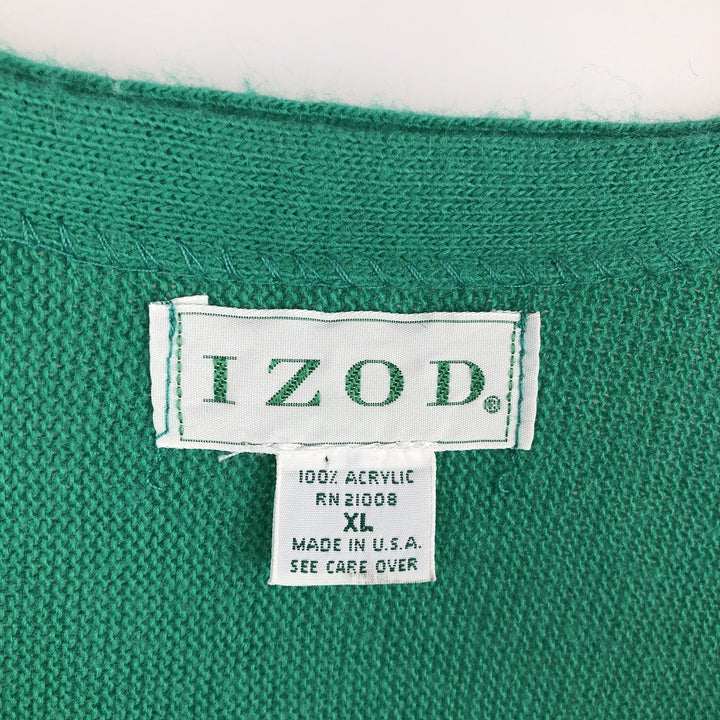 90'S IZOD acrylic knit cardigan, made in the USA, men's size XL, vintage acrylic green type Vintage Second Hand