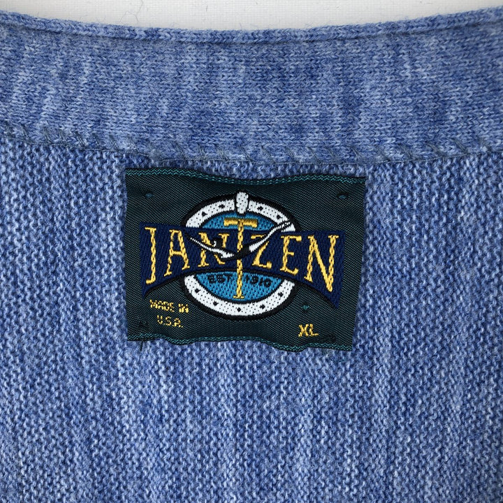 80'S JANZEN knit cardigan, made in USA, men's size XL equivalent, vintage. unclear Blue type light blue Vintage Second Hand