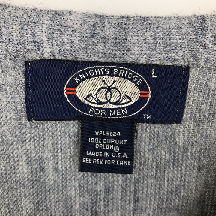 KNIGHTS BRIDGE Acrylic Knit Cardigan, Made in USA, Men's Size L (Equivalent), Vintage Oron Acrylic gray type Vintage Second Hand