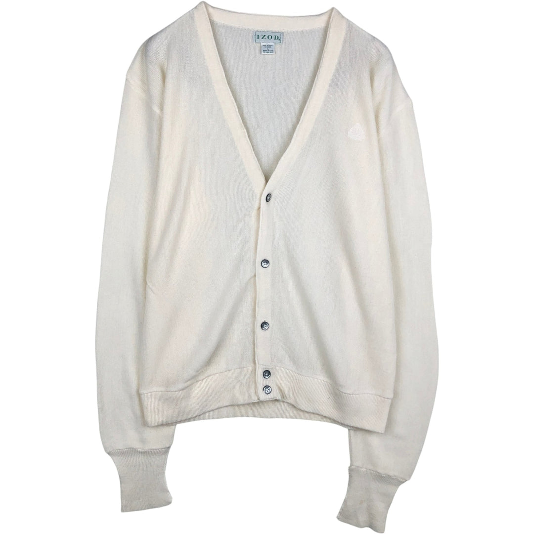 Vintage 90'S IZOD acrylic knit cardigan, made in the USA, size L, men's acrylic white type Vintage Second Hand
