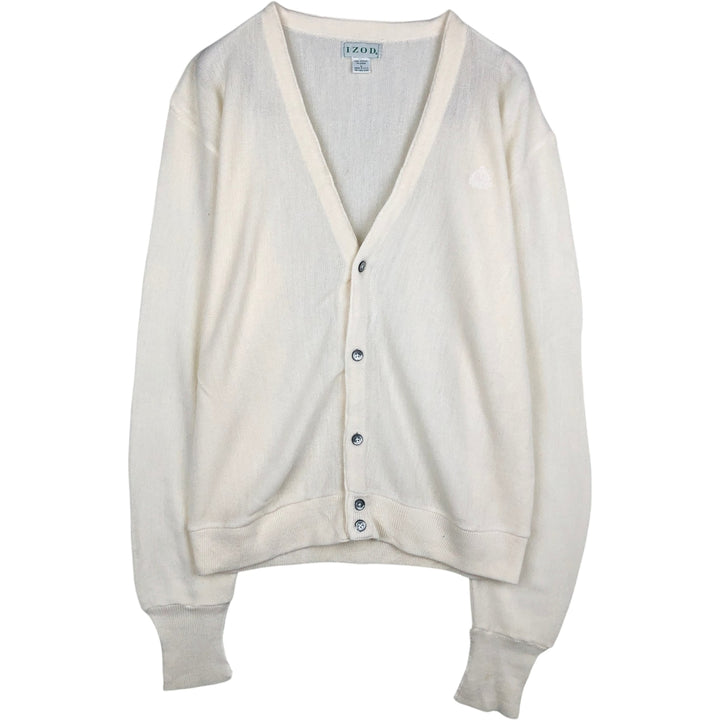 Vintage 90'S IZOD acrylic knit cardigan, made in the USA, size L, men's acrylic white type Vintage Second Hand