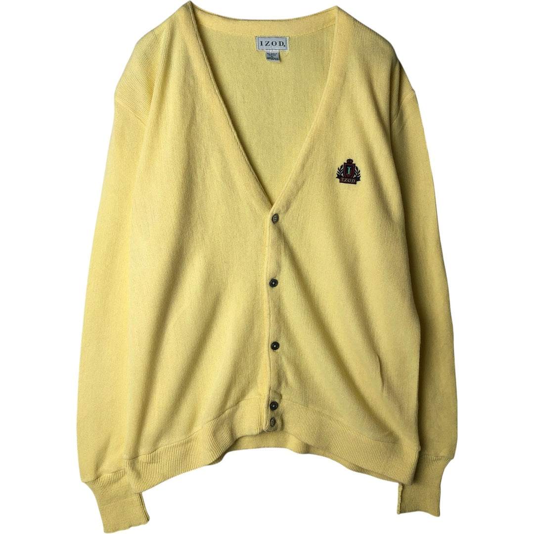 90'S IZOD Acrylic Knit Cardigan, Men's Size XL (Equivalent), Vintage acrylic lemon yellow Vintage Second Hand