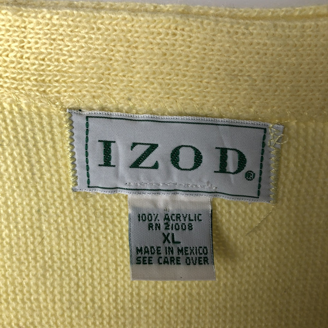 90'S IZOD Acrylic Knit Cardigan, Men's Size XL (Equivalent), Vintage acrylic lemon yellow Vintage Second Hand