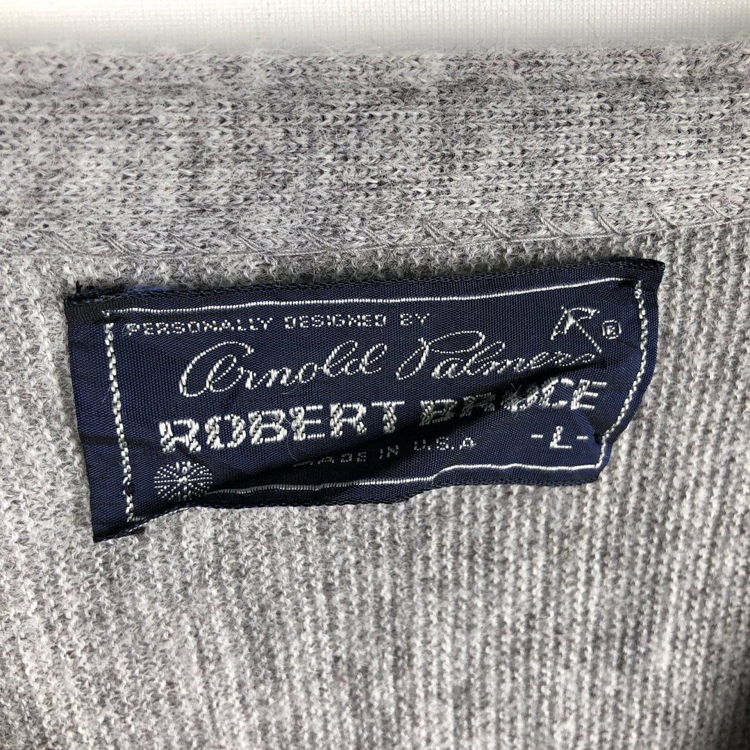 Arnold Palmer ROBERT BRUCE knit cardigan, made in USA, men's size L equivalent. unclear gray type Vintage Second Hand
