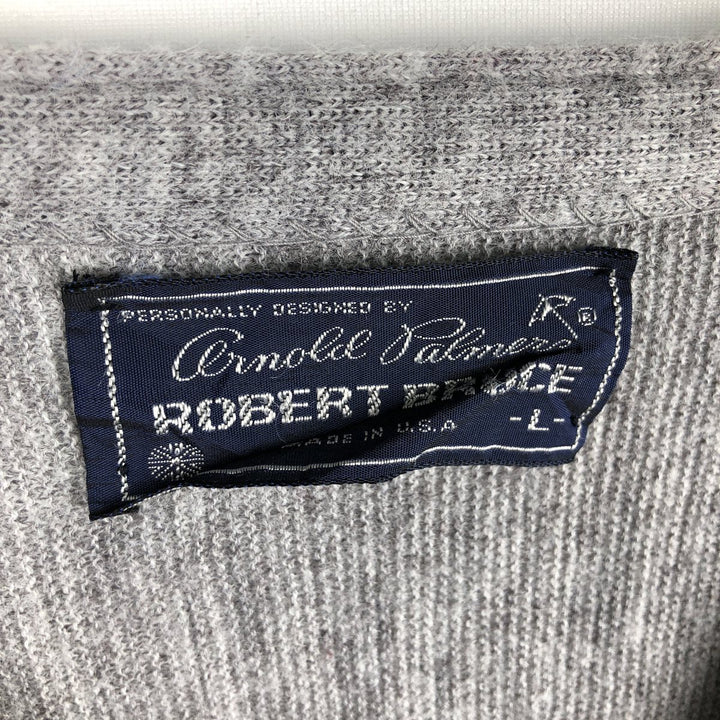Arnold Palmer ROBERT BRUCE knit cardigan, made in USA, men's size L equivalent. unclear gray type Vintage Second Hand