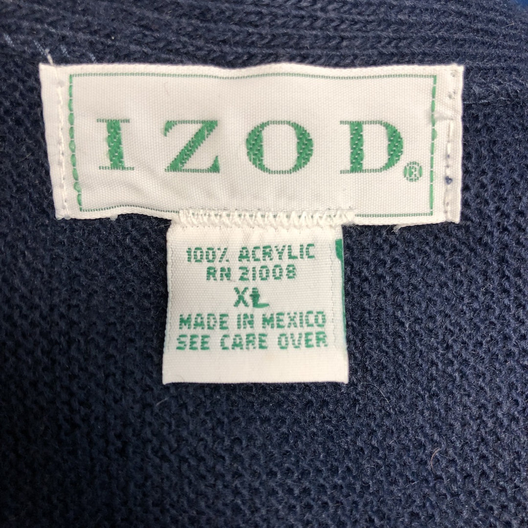 90'S IZOD Acrylic Knit Cardigan, Men's Size XL (Equivalent), Vintage acrylic navy blue type Vintage Second Hand