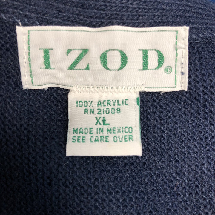 90'S IZOD Acrylic Knit Cardigan, Men's Size XL (Equivalent), Vintage acrylic navy blue type Vintage Second Hand