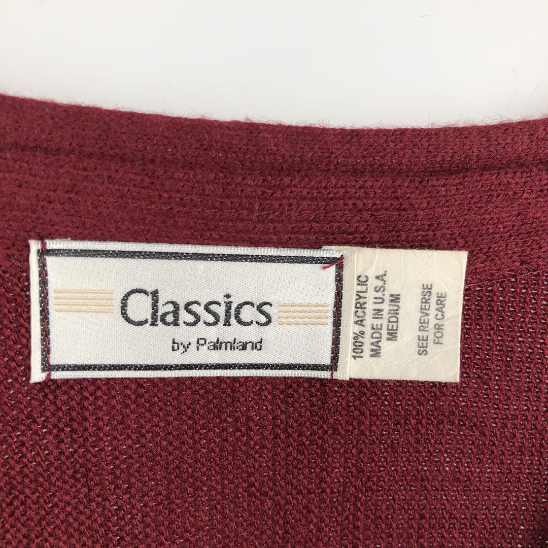 Vintage 90'S Palmland Classics acrylic knit cardigan, made in the USA, size M, men's acrylic Red type red-purple Vintage Second Hand