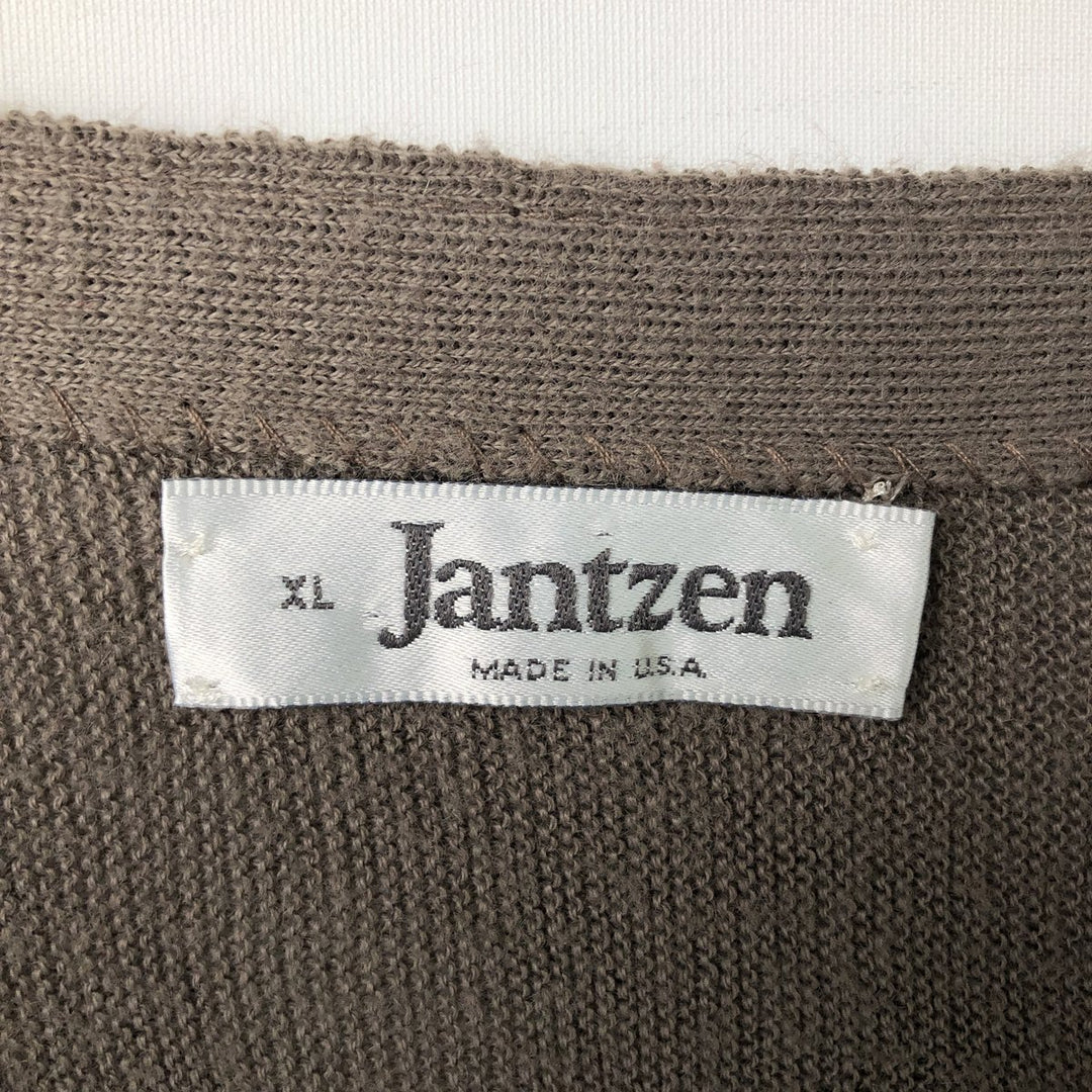 ~90'S Jantzen knit cardigan, made in USA, men's size XL equivalent, vintage. unclear beige type brown Vintage Second Hand
