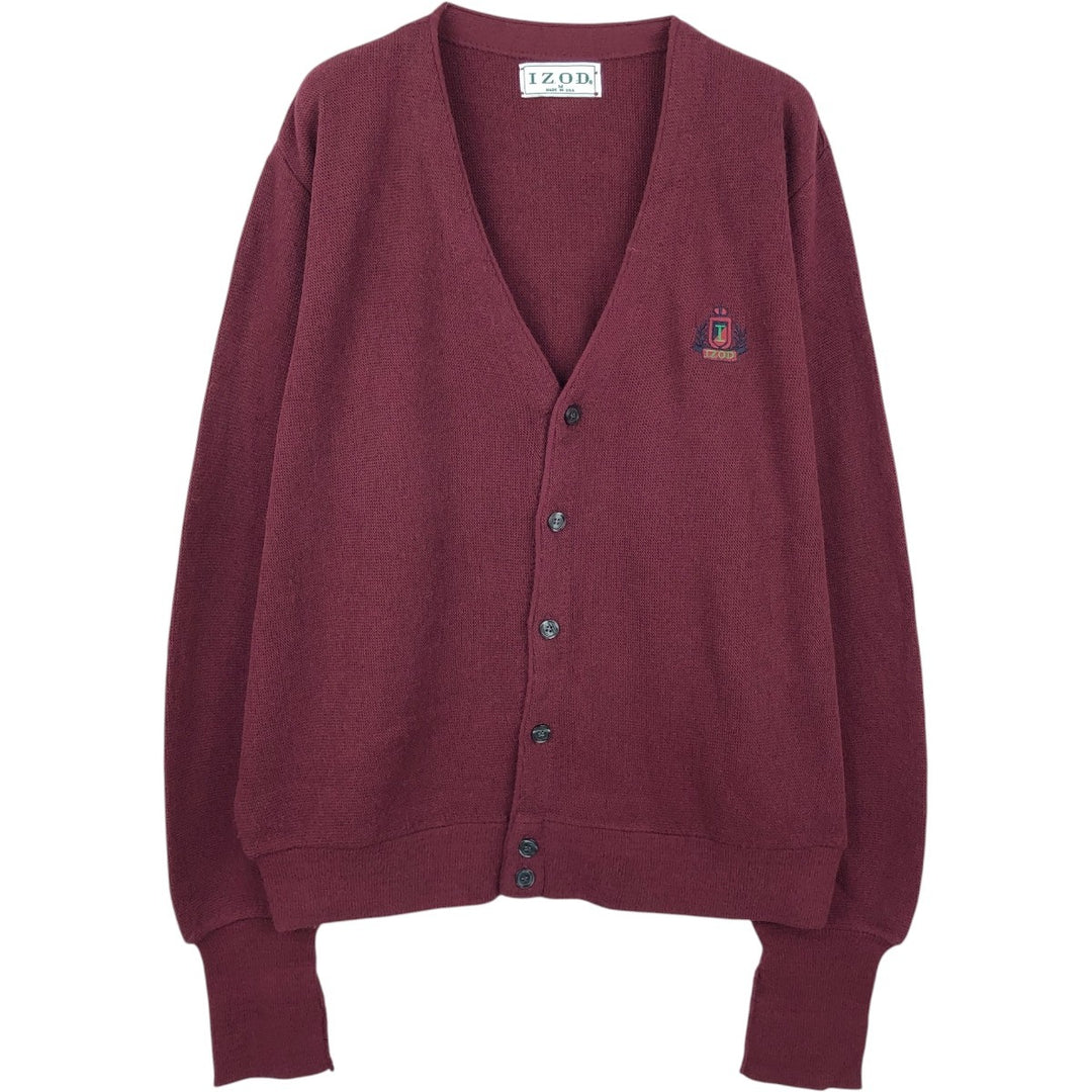 Vintage 90'S Lacoste IZOD acrylic knit cardigan, made in the USA, size M, men's acrylic burgundy type Vintage Second Hand
