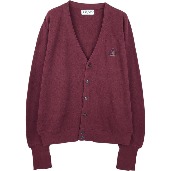 Vintage 90'S Lacoste IZOD acrylic knit cardigan, made in the USA, size M, men's acrylic burgundy type Vintage Second Hand