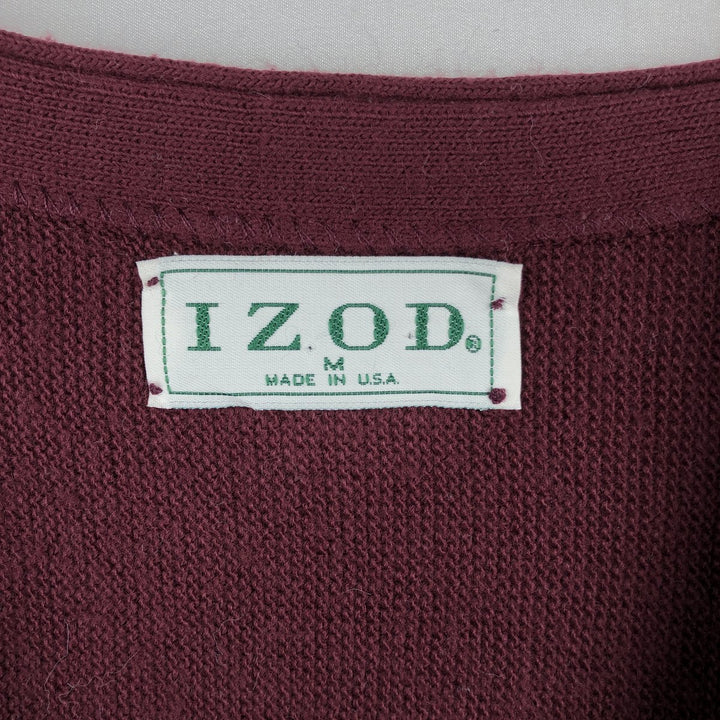 Vintage 90'S Lacoste IZOD acrylic knit cardigan, made in the USA, size M, men's acrylic burgundy type Vintage Second Hand