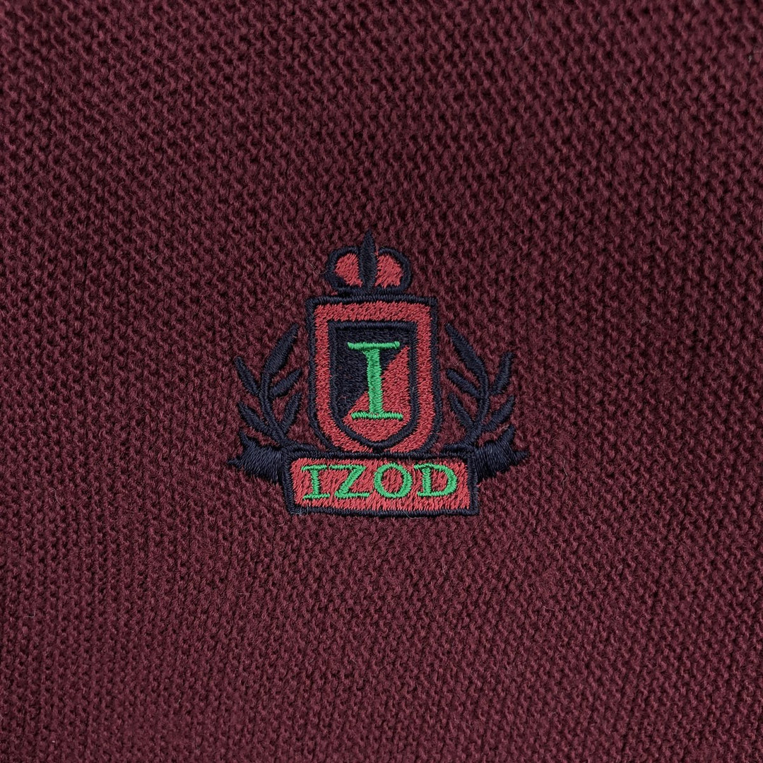 Vintage 90'S Lacoste IZOD acrylic knit cardigan, made in the USA, size M, men's acrylic burgundy type Vintage Second Hand