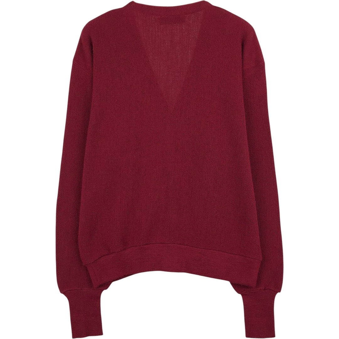 ~90'S Jantzen knit cardigan, made in USA, men's size L equivalent, vintage. unclear wine-red Vintage Second Hand