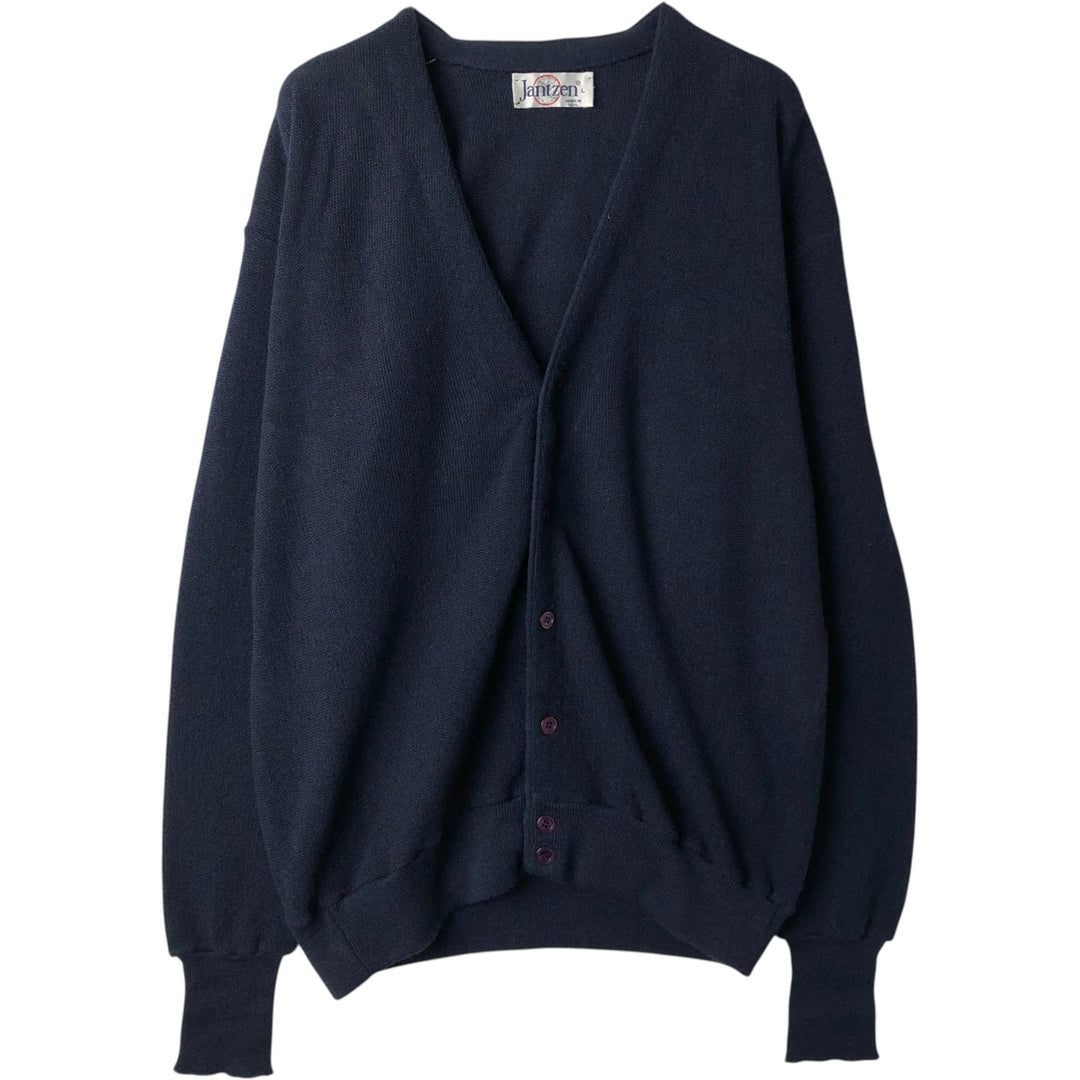1980'S Jantzen knit cardigan, made in USA, men's size L equivalent, vintage. unclear navy blue type Vintage Second Hand