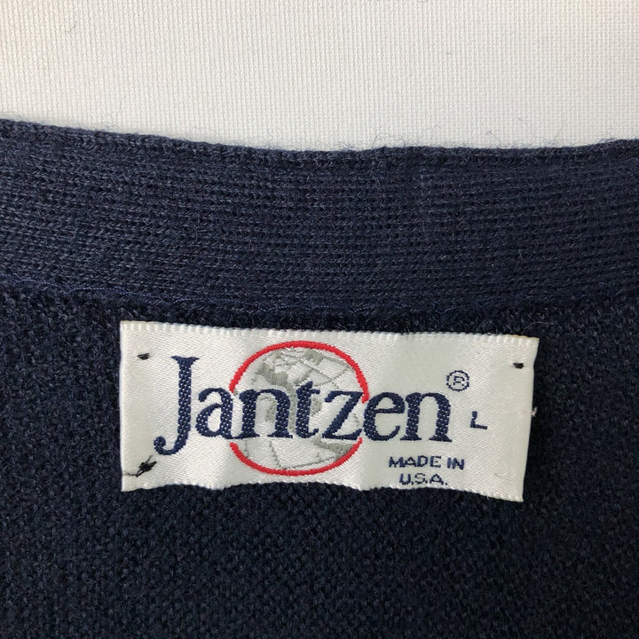 1980'S Jantzen knit cardigan, made in USA, men's size L equivalent, vintage. unclear navy blue type Vintage Second Hand