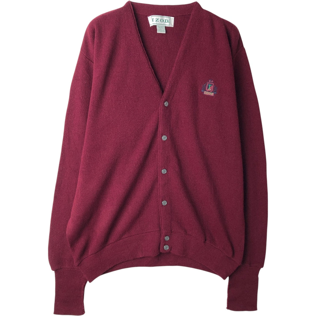 Vintage 90'S IZOD acrylic knit cardigan, made in the USA, size L, men's acrylic wine-red Vintage Second Hand