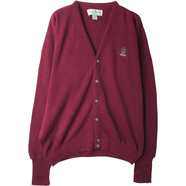 Vintage 90'S IZOD acrylic knit cardigan, made in the USA, size L, men's acrylic wine-red Vintage Second Hand