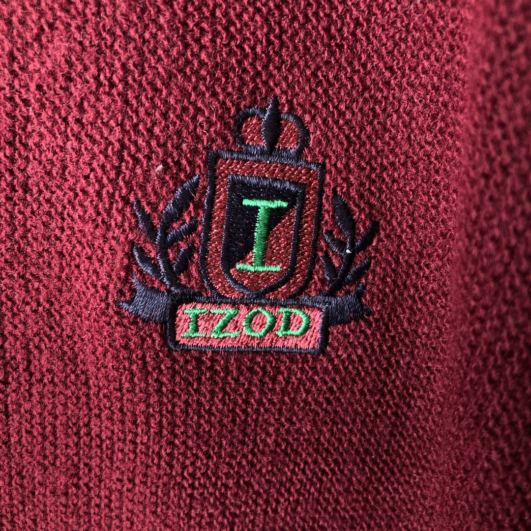 Vintage 90'S IZOD acrylic knit cardigan, made in the USA, size L, men's acrylic wine-red Vintage Second Hand