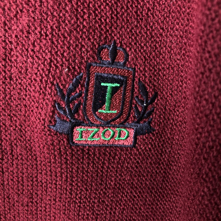 Vintage 90'S IZOD acrylic knit cardigan, made in the USA, size L, men's acrylic wine-red Vintage Second Hand