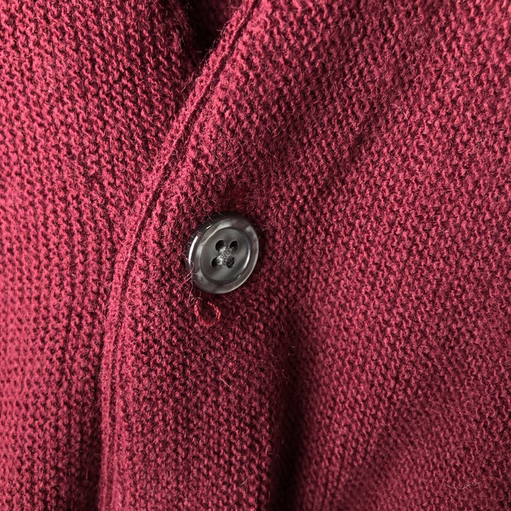 Vintage 90'S IZOD acrylic knit cardigan, made in the USA, size L, men's acrylic wine-red Vintage Second Hand