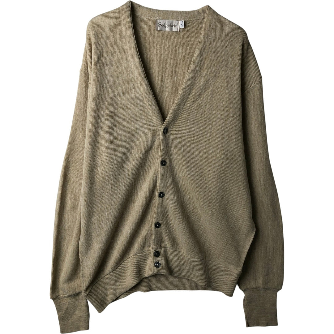 90'S Sedgefield Acrylic Knit Cardigan, Made in USA, Men's Size L (approx.), Vintage acrylic Beige type Vintage Second Hand