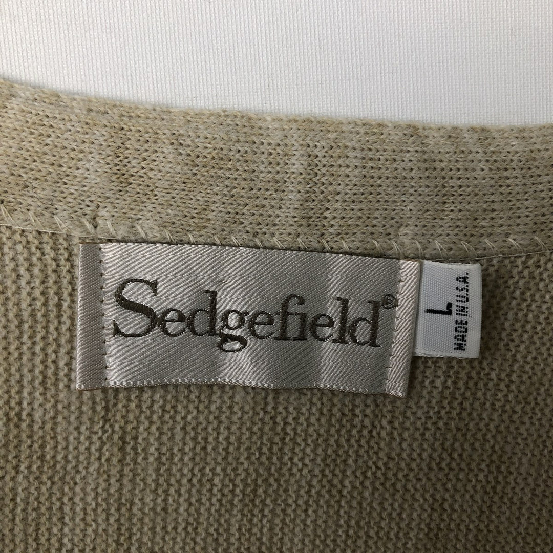 90'S Sedgefield Acrylic Knit Cardigan, Made in USA, Men's Size L (approx.), Vintage acrylic Beige type Vintage Second Hand