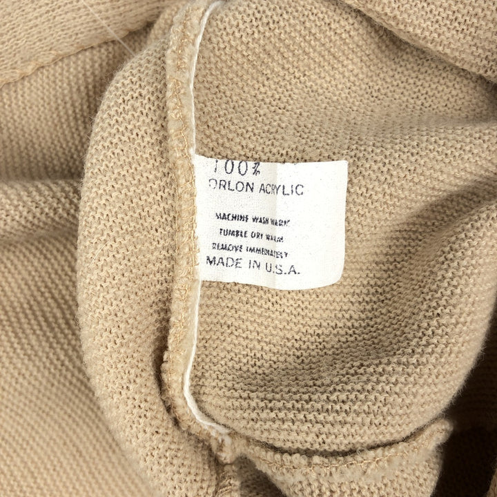 80'S Campus Le TIGR'E Acrylic Knit Cardigan, Made in USA, Men's Size L (approx.), Vintage acrylic Beige type Vintage Second Hand